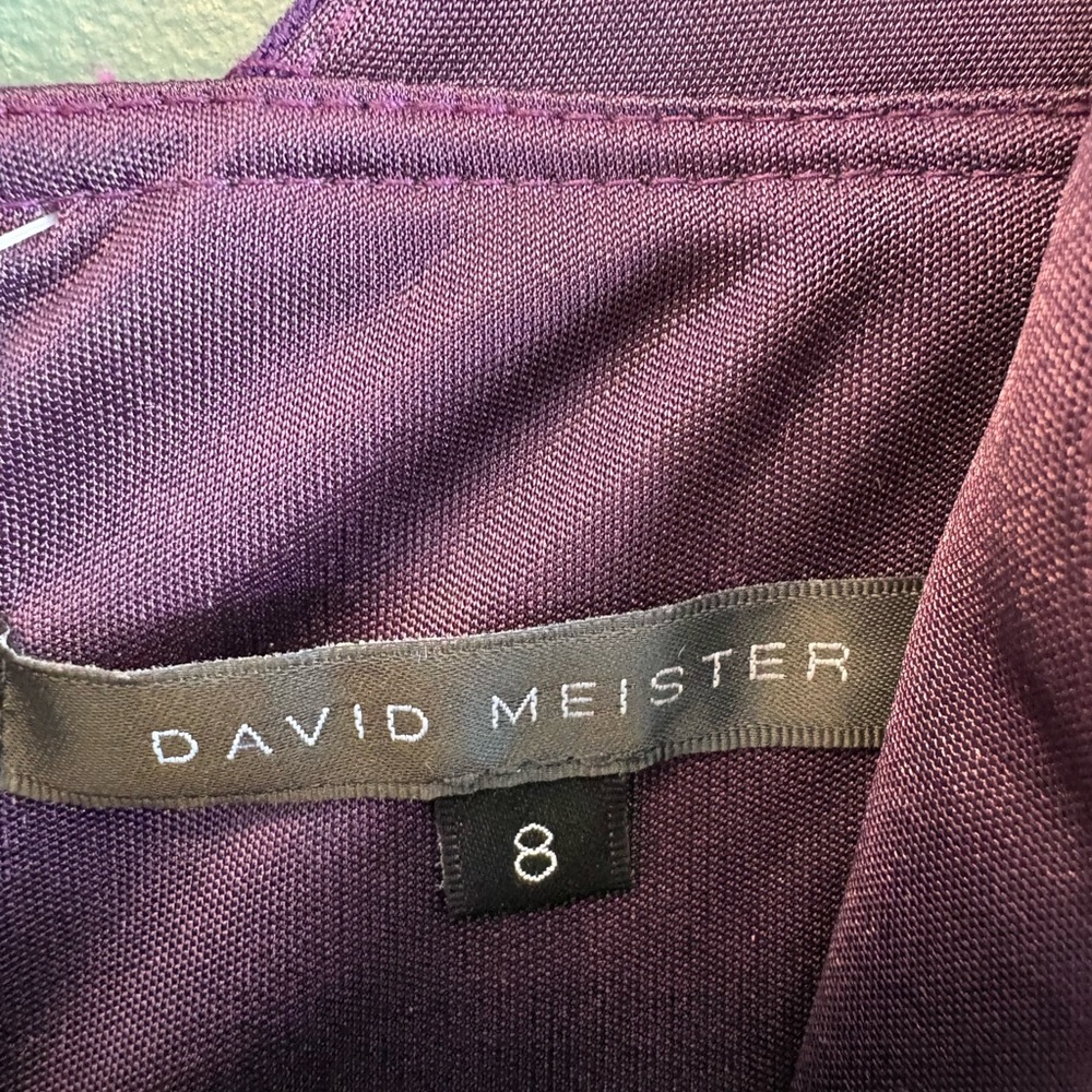 David Meister Purple V-Neck Peplum Sheath Dress with Jewel Embellishment Size 8 - Picture 2 of 4